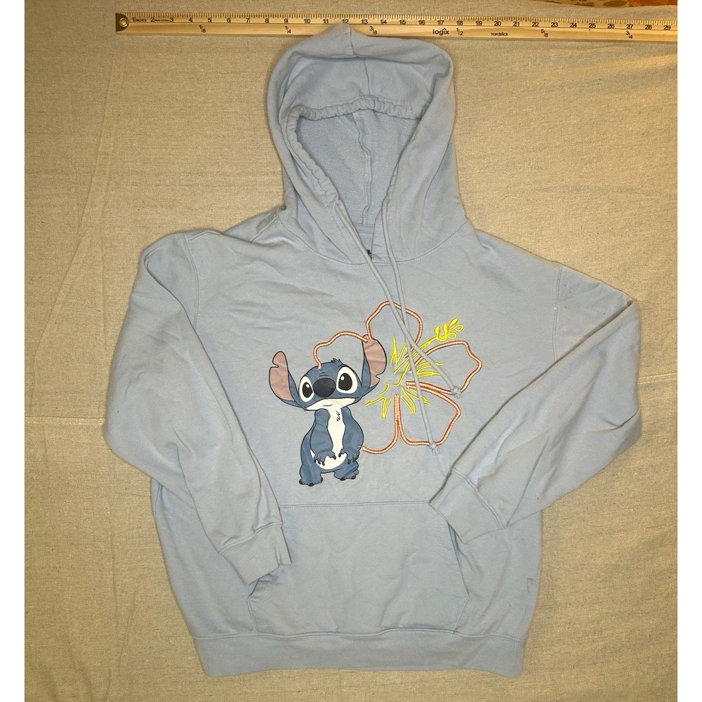 Disney Stitch Womens Blue Fleece Pullover Hoodie Graphic Print 2XL XXL(19)